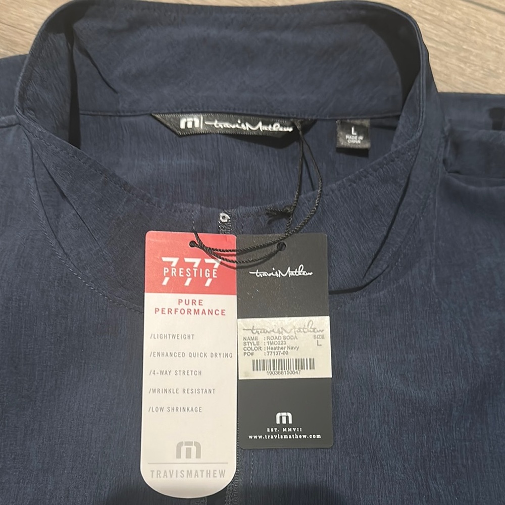 *NWT* Travis Mathew Road Soda Performance Full Zip Jacket in Heather Navy - Picture 2 of 5